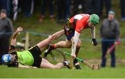24 February 2017; Tom Devine of University College Cork in action against Dale O'Hanlon of IT Carlow during the Independent.ie HE GAA Fitzgibbon Cup semi-final meeting of IT Carlow and University College Cork at Dangan, in Galway. Photo by Piaras Ó Mídheach/Sportsfile
