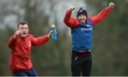 24 February 2017; IT Carlow manager DJ Carey celebrates a goal by Kevin Kelly alongside Mícheál Harney, left, during the Independent.ie HE GAA Fitzgibbon Cup semi-final meeting of IT Carlow and University College Cork at Dangan, in Galway. Photo by Piaras Ó Mídheach/Sportsfile