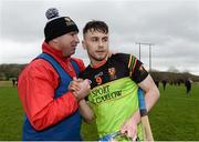 24 February 2017; IT Carlow manager DJ Carey, right, celebrates with Colin Dunford after the Independent.ie HE GAA Fitzgibbon Cup semi-final meeting of IT Carlow and University College Cork at Dangan, in Galway. Photo by Piaras Ó Mídheach/Sportsfile