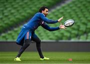 24 February 2017; Yoann Huget of France during the captain's run at the Aviva Stadium in Dublin. Photo by Ramsey Cardy/Sportsfile