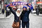 24 February 2017; France supporters Coralie Lafue, left, and Astrid Rouchon from Bordeaux enjoying the build up to the RBS Six Nations Rugby Championship match between Ireland and France at Temple Bar in Dublin. Photo by David Fitzgerald/Sportsfile
