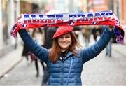 24 February 2017; France supporter Marine Dardenne from Paris enjoying the build up to the RBS Six Nations Rugby Championship match between Ireland and France at Temple Bar in Dublin. Photo by David Fitzgerald/Sportsfile