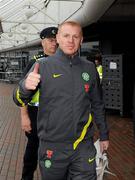 29 July 2011; Glasgow Celtic manager Neil Lennon pictured on his arrival at Dublin Airport ahead of this weekend's Dublin Super Cup. Dublin Airport, Dublin. Picture credit: Oliver McVeigh / SPORTSFILE