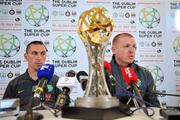 29 July 2011; Neil Lennon, right, Glasgow Celtic manager, with Scott Brown during a press conference ahead of the Dublin Super Cup. Aviva Stadium, Lansdowne Road, Dublin. Picture credit: David Maher / SPORTSFILE