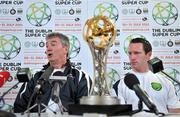 29 July 2011; Airtricity League XI manager Damien Richardson, left, and captain Barry Molloy during a press conference ahead of the Dublin Super Cup. Aviva Stadium, Lansdowne Road, Dublin. Picture credit: David Maher / SPORTSFILE