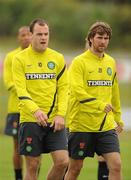 29 July 2011; Anthony Stokes, left, and Pat McCourt, Glasgow Celtic, during squad training ahead of the Dublin Super Cup. Gannon Park, Malahide, Co. Dublin. Picture credit: Oliver McVeigh / SPORTSFILE