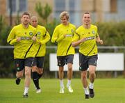 29 July 2011; Mark Wilson, left, and Scott Brown, right, Glasgow Celtic, in action during squad training ahead of the Dublin Super Cup. Gannon Park, Malahide, Co. Dublin. Picture credit: Oliver McVeigh / SPORTSFILE