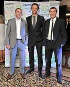 29 July 2011; Airtricity League players, from left, Owen Heary, Aidan Price and Jason Byrne in attendance at the Dublin Super Cup Launch Party. Cafe en Seine, Dawson St, Dublin. Picture credit: Brendan Moran / SPORTSFILE