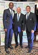 29 July 2011; Patrick Vieira, left, Mike Summerbee and Gary Cooke, CEO, Manchester City, in attendance at the Dublin Super Cup Launch Party. Cafe en Seine, Dawson St, Dublin. Picture credit: Brendan Moran / SPORTSFILE