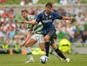 30 July 2011; Andrea Ranocchia, Inter Milan, in action against Charlie Mulgrew, Glasgow Celtic FC. Dublin Super Cup, Inter Milan v Glasgow Celtic FC, Aviva Stadium, Lansdowne Road, Dublin. Photo by Sportsfile