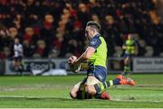 24 February 2017; Jack Conan of Leinster goes over to score his side's first try during the Guinness PRO12 Round 16 match between Newport Gwent Dragons and Leinster at Rodney Parade in Newport, Wales. Photo by Stephen McCarthy/Sportsfile