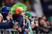 24 February 2017; An Ireland supporter during the RBS U20 Six Nations Rugby Championship match between Ireland and France at Donnybrook Stadium in Dublin. Photo by Ramsey Cardy/Sportsfile