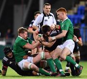 24 February 2017; Etienne Fourcade of France is tackled by Jack Regan, left, and Ciaran Frawley of Ireland during the RBS U20 Six Nations Rugby Championship match between Ireland and France at Donnybrook Stadium in Dublin. Photo by Ramsey Cardy/Sportsfile