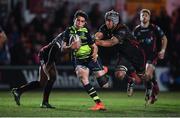 24 February 2017; Joey Carbery of Leinster is tackled by Ollie Griffiths of Newport Gwent Dragons during the Guinness PRO12 Round 16 match between Newport Gwent Dragons and Leinster at Rodney Parade in Newport, Wales. Photo by Stephen McCarthy/Sportsfile