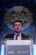 24 February 2017; GAA finance director Tom Ryan addresses delegates during the 2017 GAA Annual Congress at Croke Park, in Dublin. Photo by Ray McManus/Sportsfile