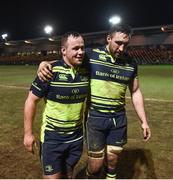 24 February 2017; Ed Byrne, left, and Jack Conan of Leinster following the Guinness PRO12 Round 16 match between Newport Gwent Dragons and Leinster at Rodney Parade in Newport, Wales. Photo by Stephen McCarthy/Sportsfile
