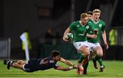24 February 2017; Jordan Larmour of Ireland is tackled by Romain N'Tamack of France during the RBS U20 Six Nations Rugby Championship match between Ireland and France at Donnybrook Stadium in Dublin. Photo by Ramsey Cardy/Sportsfile