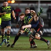 24 February 2017; Cathal Marsh of Leinster is tackled by Ollie Griffiths of Newport Gwent Dragons during the Guinness PRO12 Round 16 match between Newport Gwent Dragons and Leinster at Rodney Parade in Newport, Wales. Photo by Stephen McCarthy/Sportsfile