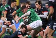 24 February 2017; Bill Johnston of Ireland is tackled by Arthur Retiere, left, and Pierre-Louis Barassi of France during the RBS U20 Six Nations Rugby Championship match between Ireland and France at Donnybrook Stadium, in Donnybrook, Dublin. Photo by Brendan Moran/Sportsfile