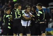 24 February 2017; Players from both Shamrock Rovers and Dundalk clash resulting in the Shamrock Rovers player Graham Burke being sent off during the SSE Airtricity League Premier Division match between Dundalk and Shamrock Rovers at Oriel Park, in Dundalk. Photo by David Maher/Sportsfile