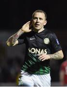 24 February 2017; Gary McCabe of Bray Wanderers celebrates after scoring his side's second goal during the SSE Airtricity League Premier Division match between St Patrick's Athletic and Bray Wanderers at Richmond Park in Dublin. Photo by David Fitzgerald/Sportsfile