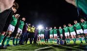 24 February 2017; The Ireland team huddle following their victory in the RBS U20 Six Nations Rugby Championship match between Ireland and France at Donnybrook Stadium in Dublin. Photo by Ramsey Cardy/Sportsfile