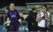 24 February 2017; Gabriel Sava, left, and Jamie McGrath of Dundalk celebrate at the end of the SSE Airtricity League Premier Division match between Dundalk and Shamrock Rovers at Oriel Park, in Dundalk. Photo by David Maher/Sportsfile