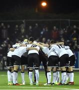24 February 2017; Dundalk team form a huddle before the SSE Airtricity League Premier Division match between Dundalk and Shamrock Rovers at Oriel Park, in Dundalk. Photo by David Maher/Sportsfile