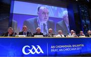 25 February 2017; Central Council Delegate Niall Erskin, second from left, proposes Motion 4 during the 2017 GAA Annual Congress at Croke Park, in Dublin. Photo by Ray McManus/Sportsfile