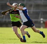25 February 2017; Stephen Cahill of Mary Immaculate College Limerick in action against James Doyle of IT Carlow during the Independent.ie HE GAA Fitzgibbon Cup Final match between IT Carlow and Mary Immaculate College Limerick at Pearse Stadium in Galway. Photo by Matt Browne/Sportsfile