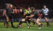 24 February 2017; Peter Dooley of Leinster is tackled by Tavis Knoyle, left, and Tyler Morgan of Newport Gwent Dragons during the Guinness PRO12 Round 16 match between Newport Gwent Dragons and Leinster at Rodney Parade in Newport, Wales. Photo by Stephen McCarthy/Sportsfile