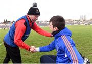 25 February 2017; IT Carlow manager DJ Carey congratulates Mary Immaculate College Limerick manager Jamie Wall after the final whistle at the Independent.ie HE GAA Fitzgibbon Cup Final match between IT Carlow and Mary Immaculate College Limerick at Pearse Stadium in Galway. Photo by Matt Browne/Sportsfile