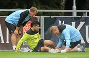 30 July 2011; New Manchester City signing Sergio Aguero during squad training ahead of the second day of the Dublin Super Cup. University Training Grounds, UCD, Belfield, Dublin. Picture credit: Brendan Moran / SPORTSFILE