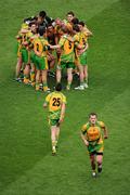 30 July 2011; Donegal captain Michael Murphy leaves the team huddle, to take his seat in the dugout, as he is replaced by David Walsh, 25, before the start of the game. GAA Football All-Ireland Senior Championship Quarter-Final, Donegal v Kildare, Croke Park, Dublin. Picture credit: Ray McManus / SPORTSFILE
