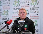 30 July 2011; Neil Lennon, Glasgow Celtic FC manager, during a post match press conference. Dublin Super Cup, Post Match Press Conference, Inter Milan v Glasgow Celtic FC, Aviva Stadium, Lansdowne Road, Dublin. Picture credit: David Maher / SPORTSFILE