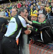 30 July 2011; Donegal manager Jim McGuinness is congratulated by supporters after the game. GAA Football All-Ireland Senior Championship Quarter-Final, Donegal v Kildare, Croke Park, Dublin. Picture credit: Dáire Brennan / SPORTSFILE