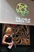 29 July 2011; MC Kirsteen O'Sullivan speaking at the Dublin Super Cup Launch Party. Cafe en Seine, Dawson St, Dublin. Picture credit: Brendan Moran / SPORTSFILE