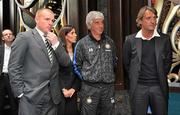 29 July 2011; Glasgow Celtic manager Neil Lennon, left, with fellow managers, from left, Gian Piero Gasperini, Inter Milan, and Roberto Mancini, Manchester City, at the Dublin Super Cup Launch Party. Cafe en Seine, Dawson St, Dublin. Picture credit: Brendan Moran / SPORTSFILE