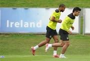 30 July 2011; Manchester City players Nigel De Jong, left, and new signing Sergio Aguero, in action during squad training ahead of the Dublin Super Cup. University Training Grounds, UCD, Belfield, Dublin. Picture credit: Brendan Moran / SPORTSFILE
