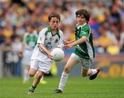 30 July 2011; Cian Mullarkey, Team 2, in action against Jacob Grimes, Team 1. Go Games Exhibition - Saturday 30 July, Croke Park, Dublin. Picture credit: Ray McManus / SPORTSFILE
