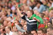 31 July 2011; A Mayo supporter celebrates a score during the game. GAA Football All-Ireland Senior Championship Quarter-Final, Mayo v Cork, Croke Park, Dublin. Picture credit: Diarmuid Greene / SPORTSFILE