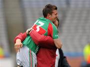 31 July 2011; Enda Varley celebrates with Liam Moffatt of the Mayo backroom team. GAA Football All-Ireland Senior Championship Quarter-Final, Mayo v Cork, Croke Park, Dublin. Picture credit: Ray McManus / SPORTSFILE