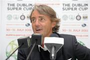31 July 2011; Manchester City coach Roberto Mancini during the post match press conference. Dublin Super Cup, Inter Milan v Manchester City, Aviva Stadium, Lansdowne Road, Dublin. Photo by Sportsfile