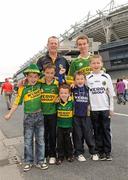 31 July 2011; The Wrenn family, top left, Michael Sr. with his sons Stephen, top right, and bottom row, from left, David, Colin, James, Mark and Michael, living in Offaly, but orignially from Castleisland, Co. Kerry, before the game. GAA Football All-Ireland Senior Championship Quarter-Final, Kerry v Limerick, Croke Park, Dublin. Picture credit: Diarmuid Greene / SPORTSFILE