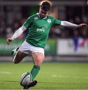 24 February 2017; Bill Johnston of Ireland kicks a conversion during the RBS U20 Six Nations Rugby Championship match between Ireland and France at Donnybrook Stadium, in Donnybrook, Dublin. Photo by Brendan Moran/Sportsfile