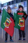 25 February 2017; Mayo supporters Justin Lim, age 10, and Liam Kelly, age 11, from Westport, Co. Mayo, prior to the Allianz Football League Division 1 Round 3 match between Mayo and Roscommon at Elverys MacHale Park in Castlebar, Co Mayo. Photo by Seb Daly/Sportsfile
