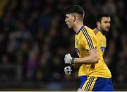 25 February 2017; Shane Killoran of Roscommon reacts after kicking a point for his side during the Allianz Football League Division 1 Round 3 match between Mayo and Roscommon at Elverys MacHale Park in Castlebar, Co Mayo. Photo by Seb Daly/Sportsfile