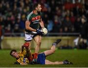 25 February 2017; Jason Gibbons of Mayo in action against David Murray of Roscommon during the Allianz Football League Division 1 Round 3 match between Mayo and Roscommon at Elverys MacHale Park in Castlebar, Co Mayo. Photo by Seb Daly/Sportsfile