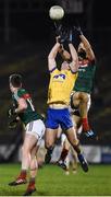 25 February 2017; Jason Gibbons of Mayo in action against John McManus of Roscommon during the Allianz Football League Division 1 Round 3 match between Mayo and Roscommon at Elverys MacHale Park in Castlebar, Co Mayo. Photo by Seb Daly/Sportsfile
