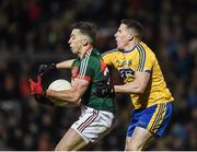 25 February 2017; Evan Regan of Mayo in action against Sean McDermott of Roscommon during the Allianz Football League Division 1 Round 3 match between Mayo and Roscommon at Elverys MacHale Park in Castlebar, Co Mayo. Photo by Seb Daly/Sportsfile